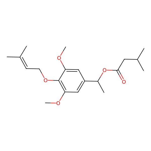 2D Structure of 1-[3,5-Dimethoxy-4-(3-methylbut-2-enoxy)phenyl]ethyl 3-methylbutanoate