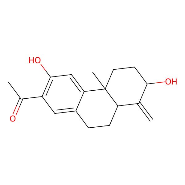 2D Structure of 1-(3,7-Dihydroxy-4b-methyl-8-methylidene-5,6,7,8a,9,10-hexahydrophenanthren-2-yl)ethanone 2D Structure of 1-(3,7-Dihydroxy-4b-methyl-8-methylidene-5,6,7,8a,9,10-hexahydrophenanthren-2-yl)ethanone