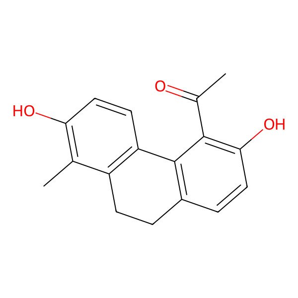2D Structure of 1-(3,7-Dihydroxy-8-methyl-9,10-dihydrophenanthren-4-yl)ethanone 2D Structure of 1-(3,7-Dihydroxy-8-methyl-9,10-dihydrophenanthren-4-yl)ethanone