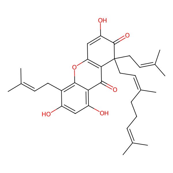 2D Structure of 1-(3,7-Dimethylocta-2,6-dienyl)-3,6,8-trihydroxy-1,5-bis(3-methylbut-2-enyl)xanthene-2,9-dione