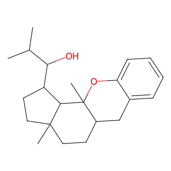 2D Structure of 1-(3a,11a-Dimethyl-1,2,3,3a,4,5,5a,6,11a,11b-decahydrocyclopenta[c]xanthen-1-yl)-2-methylpropan-1-ol