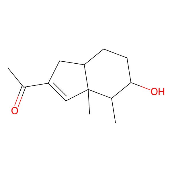 2D Structure of 1-[(3aR,4R,5S,7aR)-3a,4,5,6,7,7a-Hexahydro-5-hydroxy-3a,4-dimethyl-1H-inden-2-yl]ethanone