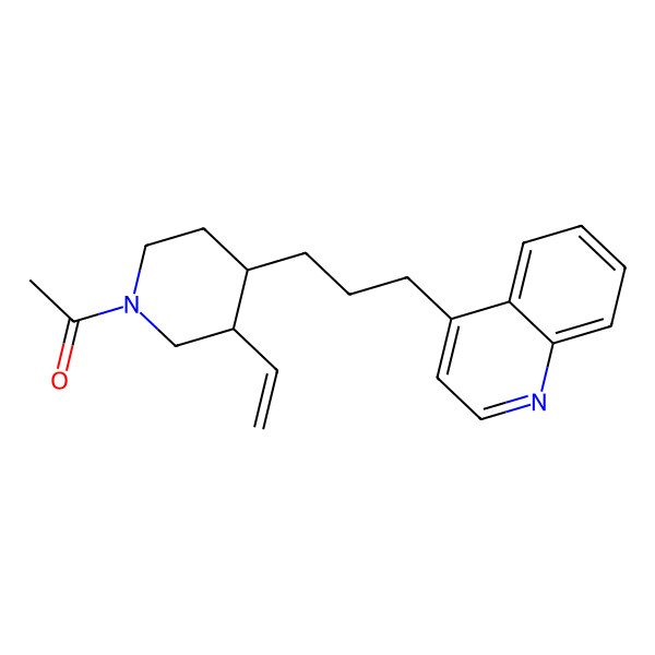 2D Structure of 1-[(3R,4R)-3-ethenyl-4-(3-quinolin-4-ylpropyl)piperidin-1-yl]ethanone