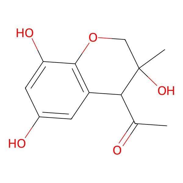 2D Structure of 1-[(3R,4S)-3,6,8-trihydroxy-3-methyl-2,4-dihydrochromen-4-yl]ethanone