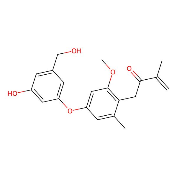2D Structure of 1-(4-(3-Hydroxy-5-(hydroxymethyl)phenoxy)-2-methoxy-6-methylphenyl)-3-methylbut-3-en-2-one