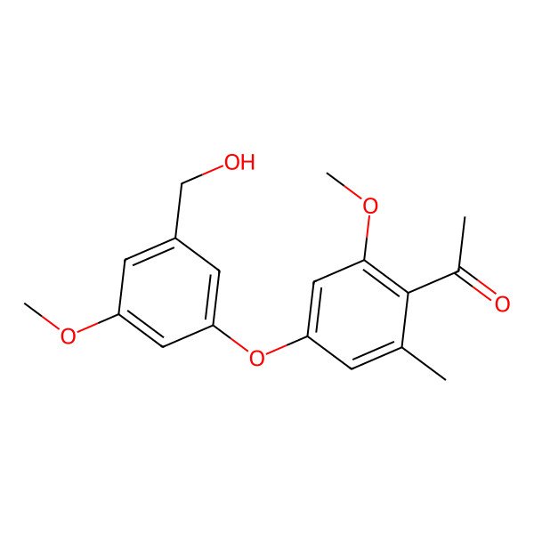 2D Structure of 1-(4-(3-(Hydroxymethyl)-5-methoxyphenoxy)-2-methoxy-6-methylphenyl)-ethanone