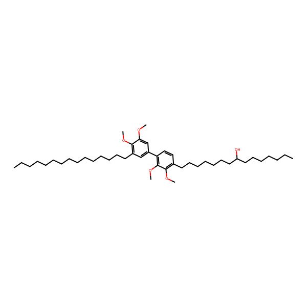 2D Structure of 1-[4-(3,4-Dimethoxy-5-pentadecylphenyl)-2,3-dimethoxyphenyl]pentadecan-8-ol