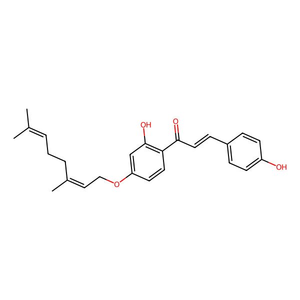 2D Structure of 1-[4-(3,7-Dimethylocta-2,6-dienoxy)-2-hydroxyphenyl]-3-(4-hydroxyphenyl)prop-2-en-1-one