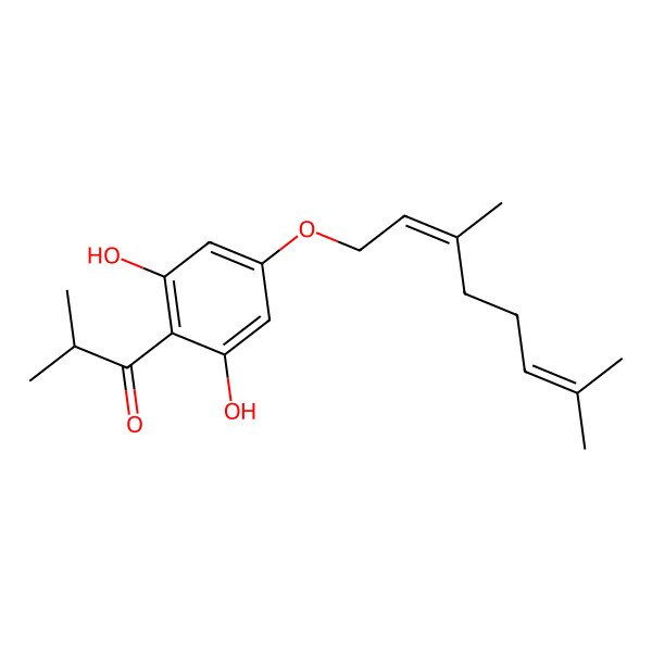 2D Structure of 1-[4-(3,7-Dimethylocta-2,6-dienoxy)-2,6-dihydroxyphenyl]-2-methylpropan-1-one