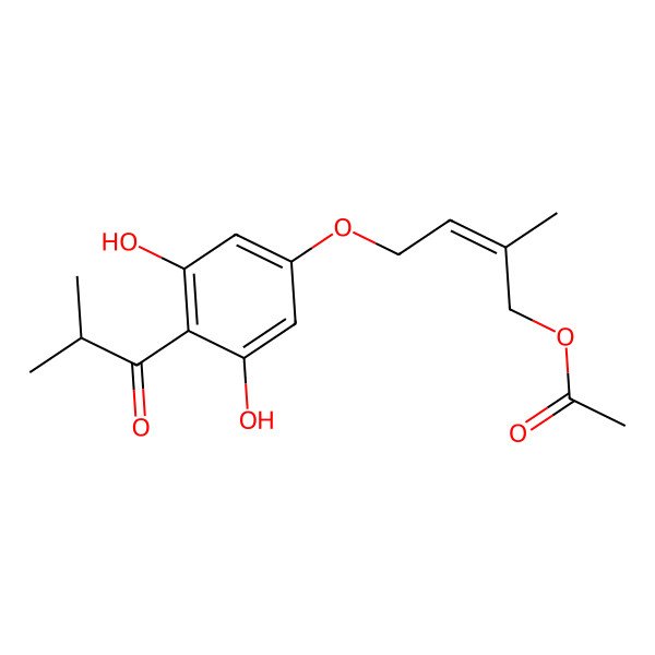 2D Structure of 1-[4-[[4-(Acetyloxy)-3-methyl-2-butenyl]oxy]-2,6-dihydroxyphenyl]-2-methyl-1-propanone