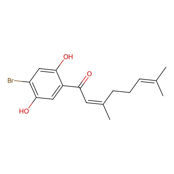 2D Structure of 1-(4-Bromo-2,5-dihydroxyphenyl)-3,7-dimethylocta-2,6-dien-1-one