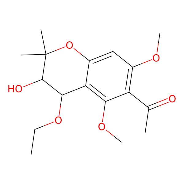 2D Structure of 1-(4-Ethoxy-3-hydroxy-5,7-dimethoxy-2,2-dimethyl-3,4-dihydrochromen-6-yl)ethanone