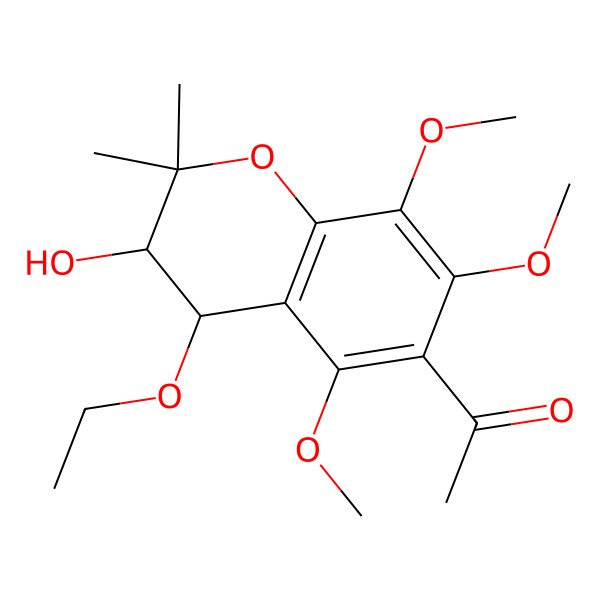 2D Structure of 1-(4-Ethoxy-3-hydroxy-5,7,8-trimethoxy-2,2-dimethyl-3,4-dihydrochromen-6-yl)ethanone