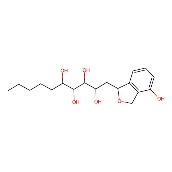 2D Structure of 1-(4-Hydroxy-1,3-dihydro-2-benzofuran-1-yl)decane-2,3,4,5-tetrol