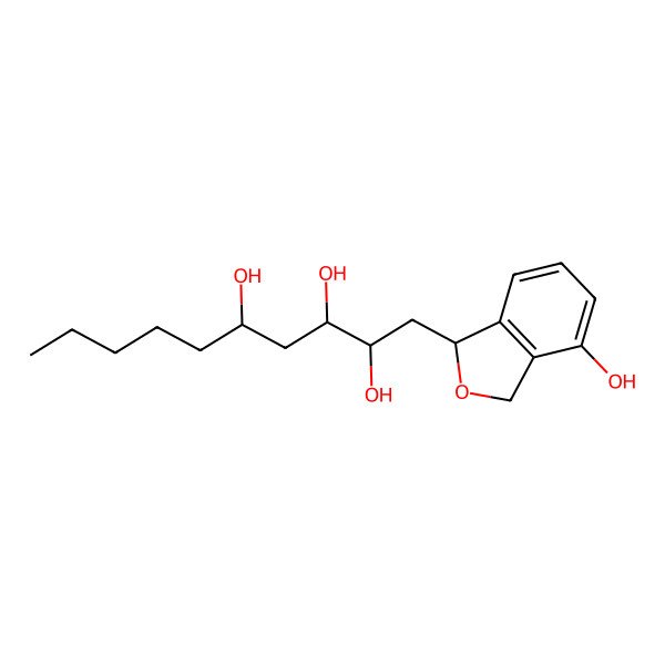 2D Structure of 1-(4-Hydroxy-1,3-dihydro-2-benzouran-1-yl)decane-2,3,5-triol