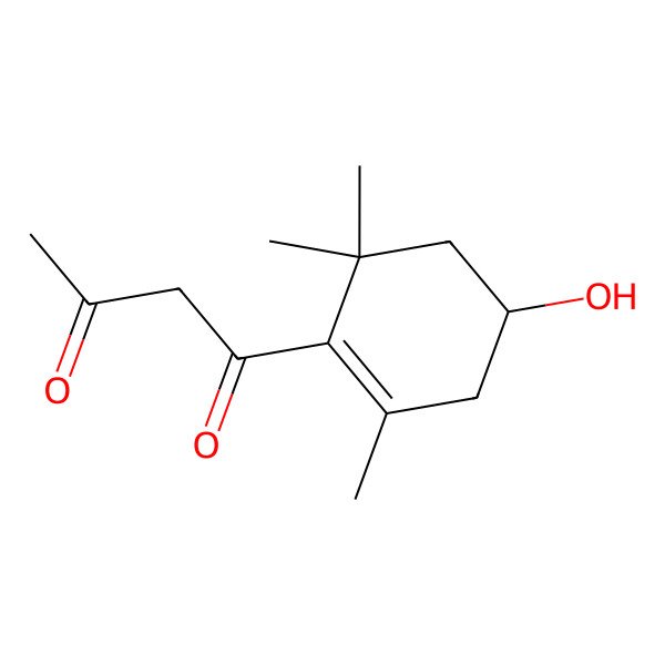 2D Structure of 1-(4-Hydroxy-2,6,6-trimethylcyclohex-1-en-1-yl)butane-1,3-dione