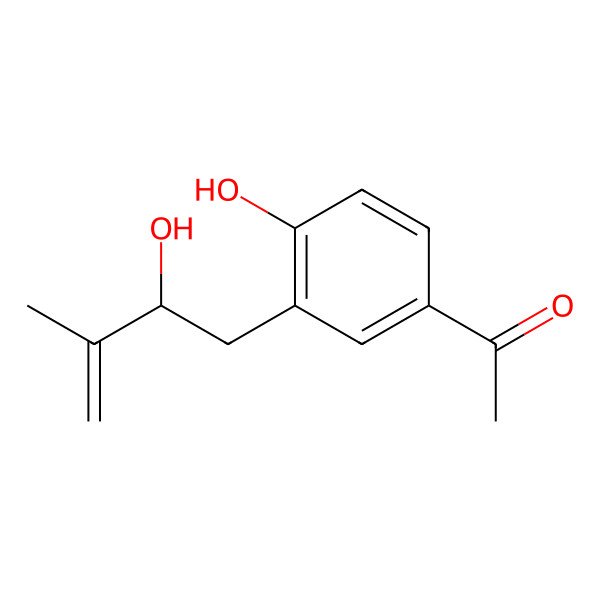 2D Structure of 1-[4-Hydroxy-3-(2-hydroxy-3-methyl-but-3-enyl)phenyl]ethanone