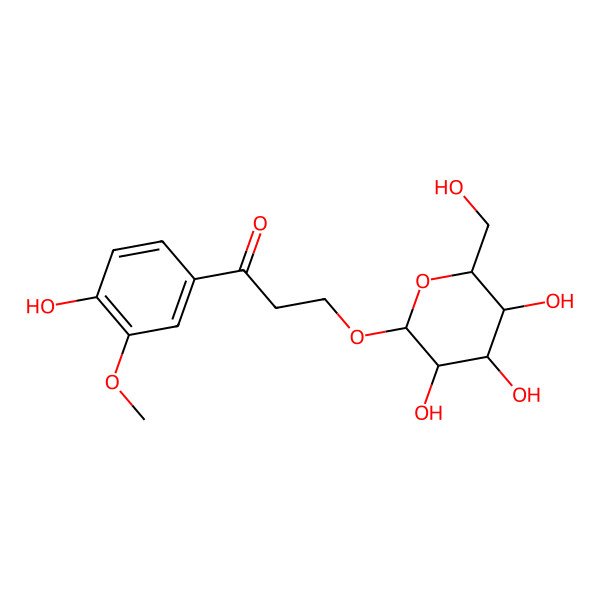 2D Structure of 1-(4-Hydroxy-3-methoxyphenyl)-3-[3,4,5-trihydroxy-6-(hydroxymethyl)oxan-2-yl]oxypropan-1-one