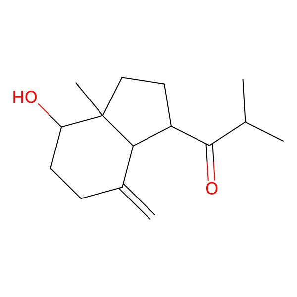 2D Structure of 1-(4-hydroxy-3a-methyl-7-methylidene-2,3,4,5,6,7a-hexahydro-1H-inden-1-yl)-2-methylpropan-1-one 2D Structure of 1-(4-hydroxy-3a-methyl-7-methylidene-2,3,4,5,6,7a-hexahydro-1H-inden-1-yl)-2-methylpropan-1-one