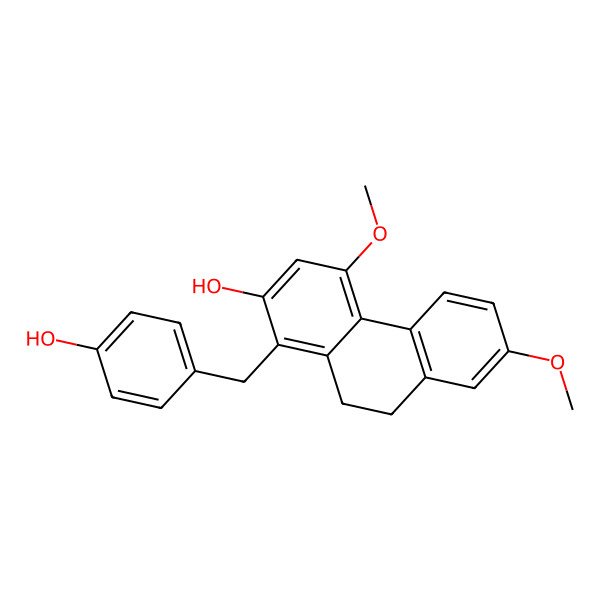 2D Structure of 1-(4-Hydroxybenzyl)-4,7-dimethoxy-9,10-dihydrophenanthrene-2-ol