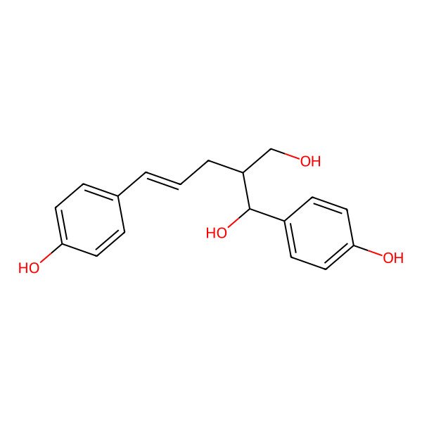 2D Structure of 1-(4-Hydroxyphenyl)-2-[3-(4-hydroxyphenyl)prop-2-enyl]propane-1,3-diol