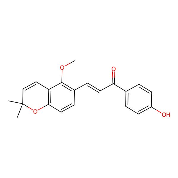 2D Structure of 1-(4-Hydroxyphenyl)-3-(5-methoxy-2,2-dimethylchromen-6-yl)prop-2-en-1-one