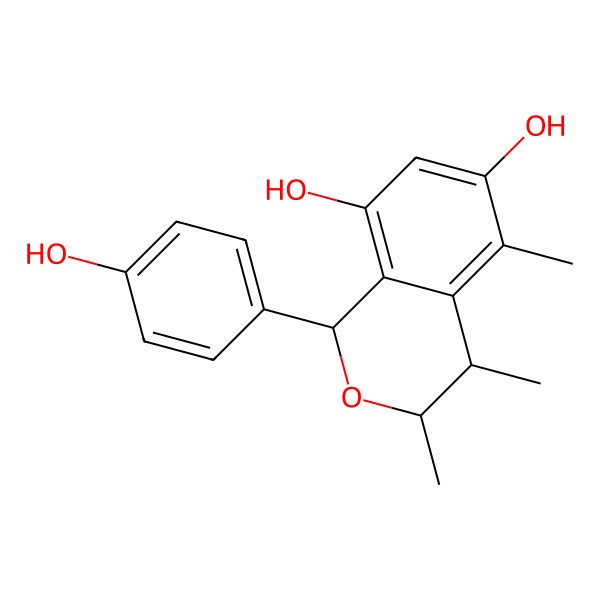 2D Structure of 1-(4-hydroxyphenyl)-3,4,5-trimethyl-3,4-dihydro-1H-isochromene-6,8-diol