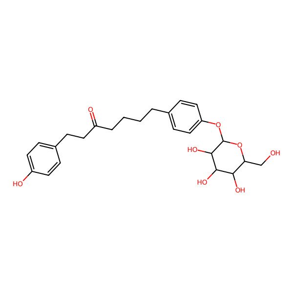2D Structure of 1-(4-Hydroxyphenyl)-7-[4-[3,4,5-trihydroxy-6-(hydroxymethyl)oxan-2-yl]oxyphenyl]heptan-3-one