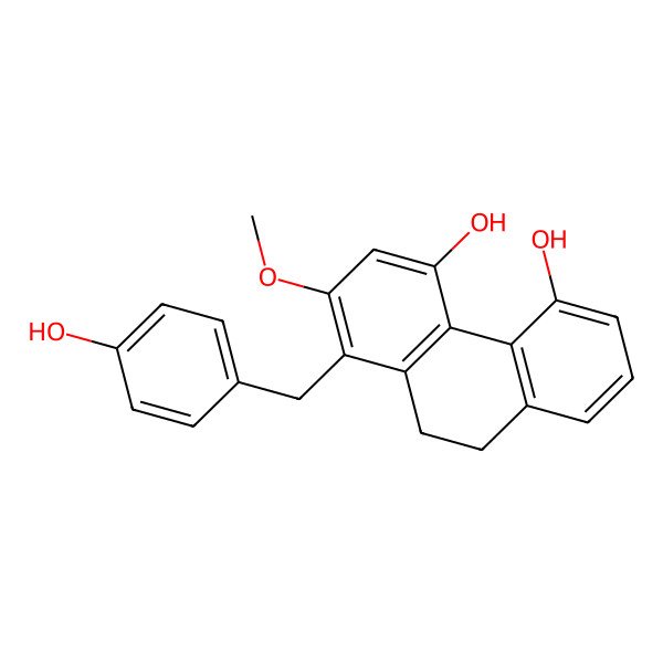 2D Structure of 1-[(4-Hydroxyphenyl)methyl]-2-methoxy-9,10-dihydrophenanthrene-4,5-diol