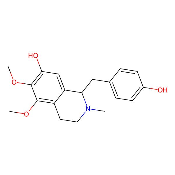 2D Structure of 1-[(4-hydroxyphenyl)methyl]-5,6-dimethoxy-2-methyl-3,4-dihydro-1H-isoquinolin-7-ol