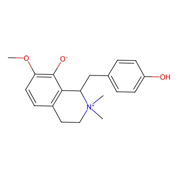 2D Structure of 1-[(4-hydroxyphenyl)methyl]-7-methoxy-2,2-dimethyl-3,4-dihydro-1H-isoquinolin-2-ium-8-olate