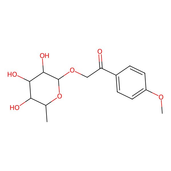 2D Structure of 1-(4-methoxyphenyl)-2-[(2S,3R,4R,5R,6S)-3,4,5-trihydroxy-6-methyloxan-2-yl]oxyethanone