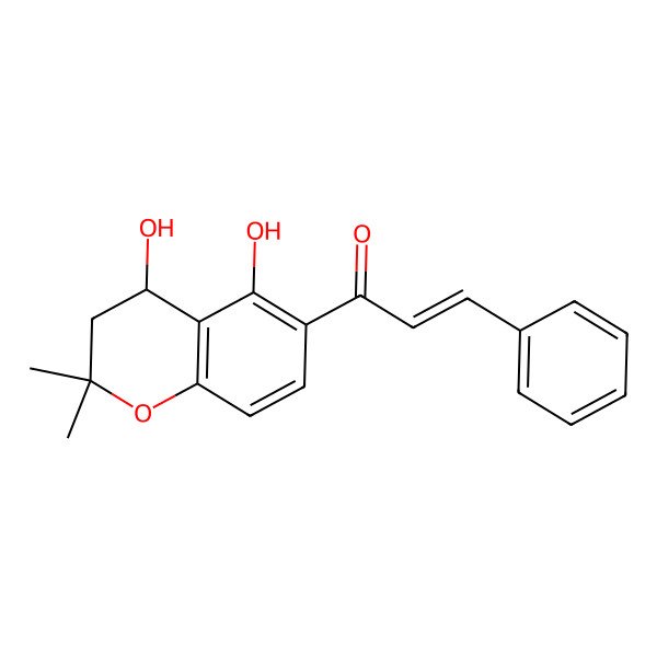 2D Structure of 1-(4,5-Dihydroxy-2,2-dimethyl-3,4-dihydrochromen-6-yl)-3-phenylprop-2-en-1-one