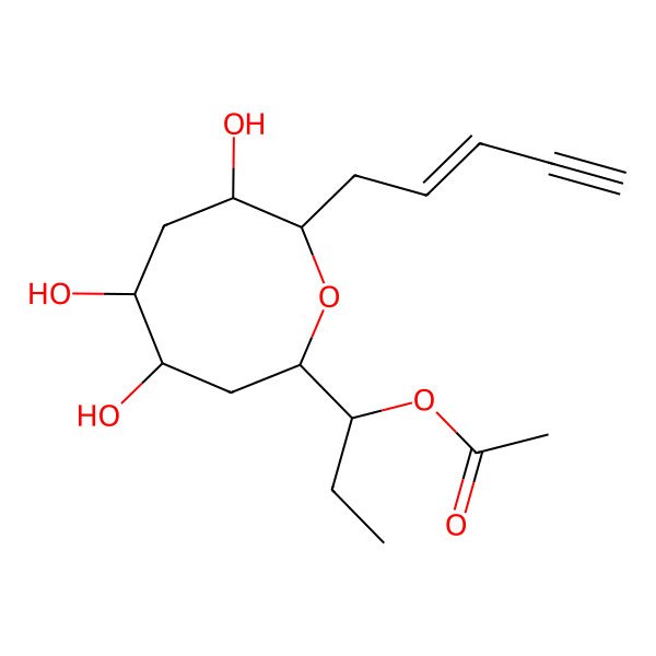 2D Structure of 1-(4,5,7-Trihydroxy-8-pent-2-en-4-ynyloxocan-2-yl)propyl acetate