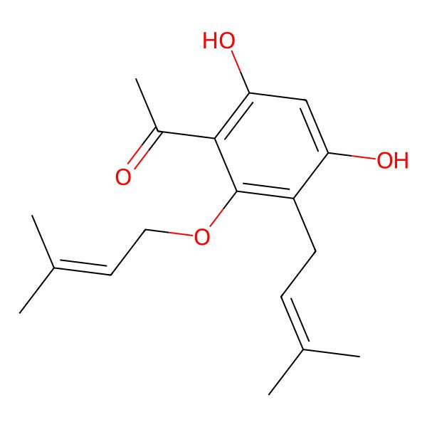 2D Structure of 1-[4,6-Dihydroxy-2-(3-methylbut-2-enoxy)-3-(3-methylbut-2-enyl)phenyl]ethanone