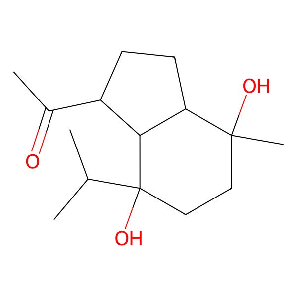2D Structure of 1-(4,7-dihydroxy-4-methyl-7-propan-2-yl-2,3,3a,5,6,7a-hexahydro-1H-inden-1-yl)ethanone