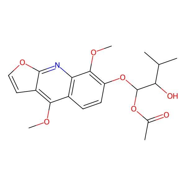 2D Structure of [1-(4,8-Dimethoxyfuro[2,3-b]quinolin-7-yl)oxy-2-hydroxy-3-methylbutyl] acetate