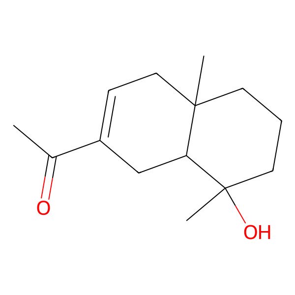 2D Structure of 1-[(4aS,8S,8aR)-8-hydroxy-4a,8-dimethyl-1,4,5,6,7,8a-hexahydronaphthalen-2-yl]ethanone