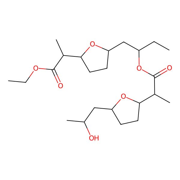 2D Structure of 1-[5-(1-Ethoxy-1-oxopropan-2-yl)oxolan-2-yl]butan-2-yl 2-[5-(2-hydroxypropyl)oxolan-2-yl]propanoate