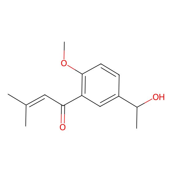 2D Structure of 1-[5-(1-Hydroxyethyl)-2-methoxyphenyl]-3-methylbut-2-en-1-one