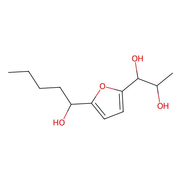 2D Structure of 1-(5-(1-Hydroxypentyl)furan-2-yl)propane-1,2-diol