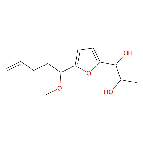 2D Structure of 1-(5-(1-Methoxypent-4-en-1-yl)furan-2-yl)propane-1,2-diol