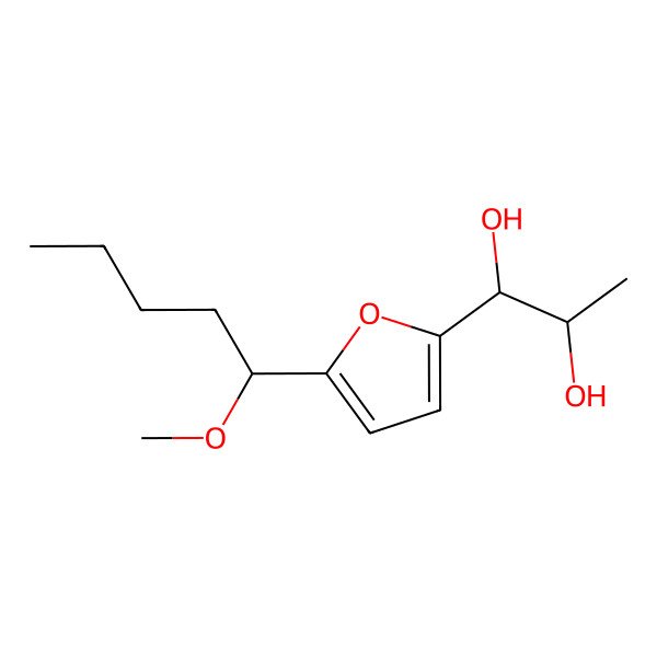 2D Structure of 1-(5-(1-Methoxypentyl)furan-2-yl)propane-1,2-diol