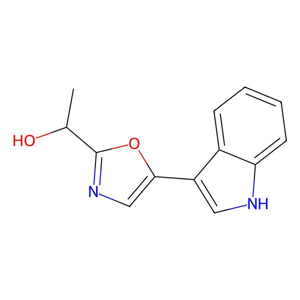 2D Structure of 1-[5-(1H-indol-3-yl)-1,3-oxazol-2-yl]ethanol
