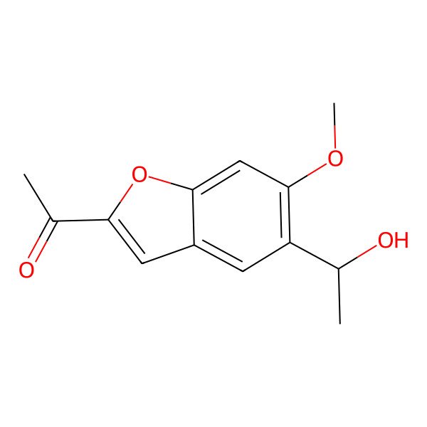 2D Structure of 1-[5-[(1R)-1-hydroxyethyl]-6-methoxy-1-benzofuran-2-yl]ethanone