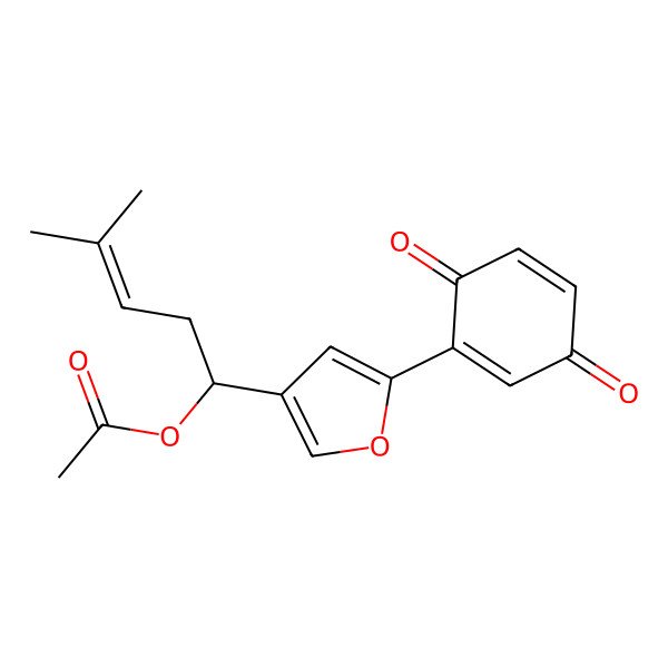 2D Structure of [1-[5-(3,6-Dioxocyclohexa-1,4-dien-1-yl)furan-3-yl]-4-methylpent-3-enyl] acetate