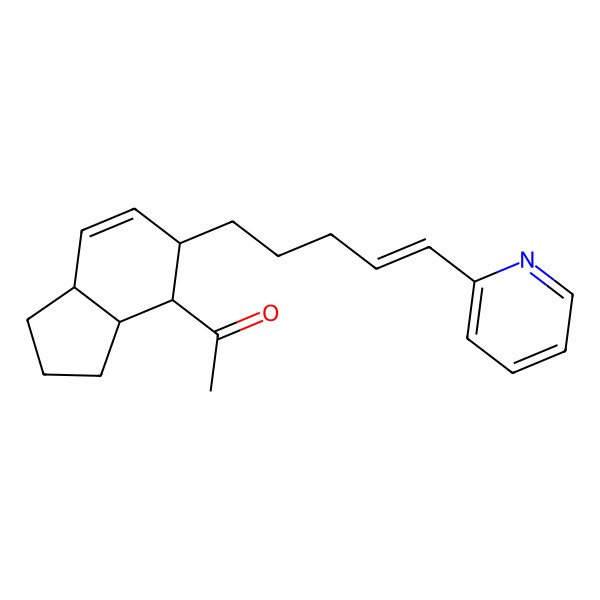 2D Structure of 1-[5-(5-pyridin-2-ylpent-4-enyl)-2,3,3a,4,5,7a-hexahydro-1H-inden-4-yl]ethanone