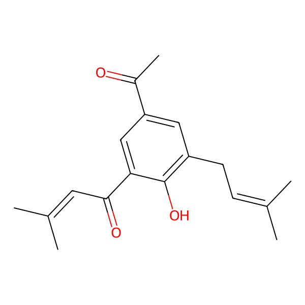 2D Structure of 1-[5-Acetyl-2-hydroxy-3-(3-methyl-2-butenyl)phenyl]-3-methyl-2-buten-1-one