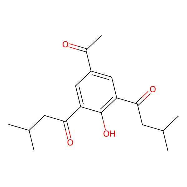 2D Structure of 1-[5-Acetyl-2-hydroxy-3-(3-methylbutanoyl)phenyl]-3-methylbutan-1-one