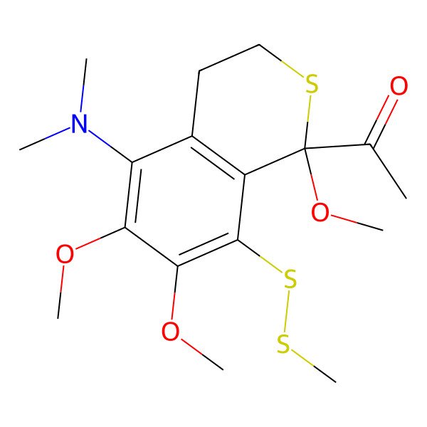 2D Structure of 1-[5-(Dimethylamino)-1,6,7-trimethoxy-8-(methyldisulfanyl)-3,4-dihydroisothiochromen-1-yl]ethanone